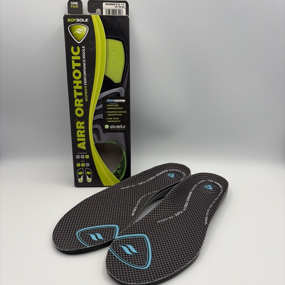 SofSole Women's AIRR Orthotic‎ Insole Max Cushion Silvadur Women's 8-11 Skydex